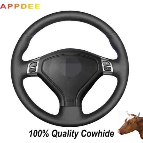 Handsewing Black Genuine Leather Steering Wheel Covers for Subaru Forester 2004-2006 Outback 2004 2005 Legacy 2004-2006
