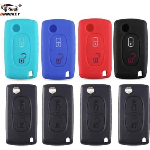 Dandkey Remote Car Fold Key Cover Case For Peugeot 208 207 3008 308 508 408 2008 407 307 206 For Citroen C2 2 Buttons