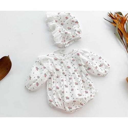Ma&Baby 0-24M Newborn Infant Baby Girls Romper Floral Ruffles Jumpsuit + Hat Autumn Spring Princess Baby Clothing Costume