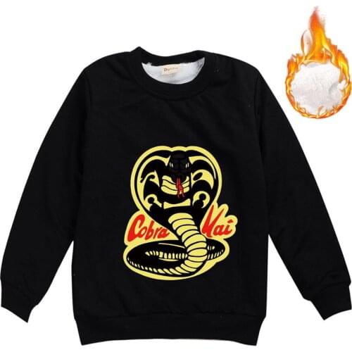 Autumn Winter Children Fashion C0BRA Kai Snake Sweatshirts Kids Pullover Boys Girls Birthday School Warm Thicken Clothes Hoodies