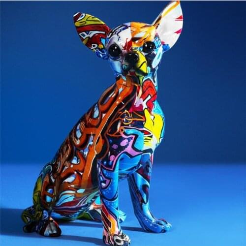 Home Decor One Piece Painted Color Dog Decorations Resin Home Office Wedding Decoration Crafts