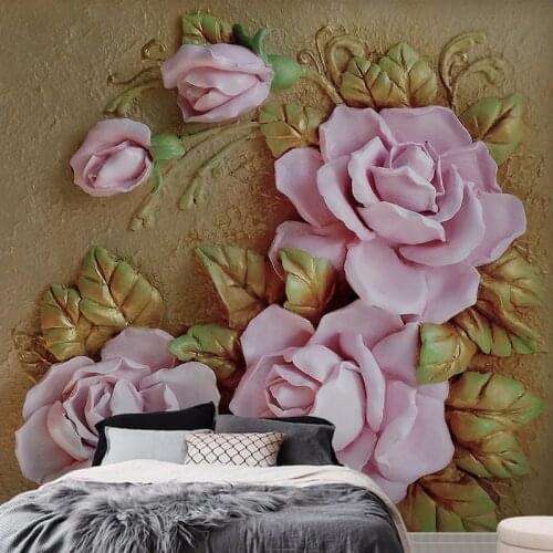 Custom Photo 3D Stereoscopic Non-woven Embossed Floral Flowers Wall Murals Wallpaper For Living Room Bedroom Walls Home Decor