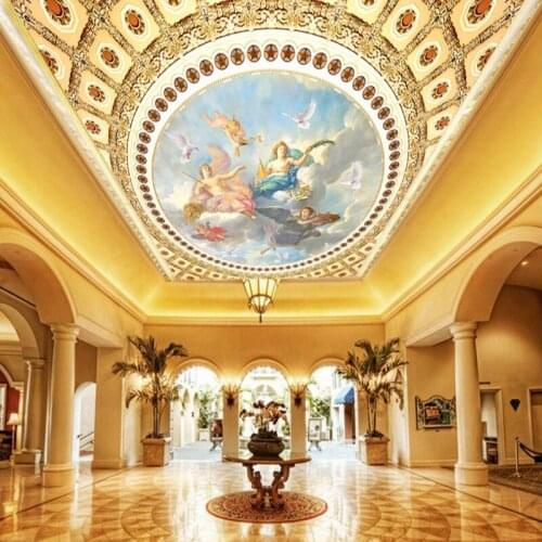 Custom 3d effect photo painting wallpaper large yellow ceiling angel theme wall mural splendid living room hotel hall wallpaper