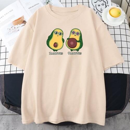 Fruit Pregnant Avocado Cute Womens T-Shirt Harajuku Fashion T Shirt Korean Style Tops 2021 Summer Soft Women Oversized T Shirts