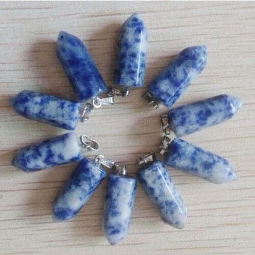 Fahsion Hot Sell Natural sodalite stone pendulum hexagonal pillar pendants for jewelry marking Wholesale 20Pcs/Lot Free shipping