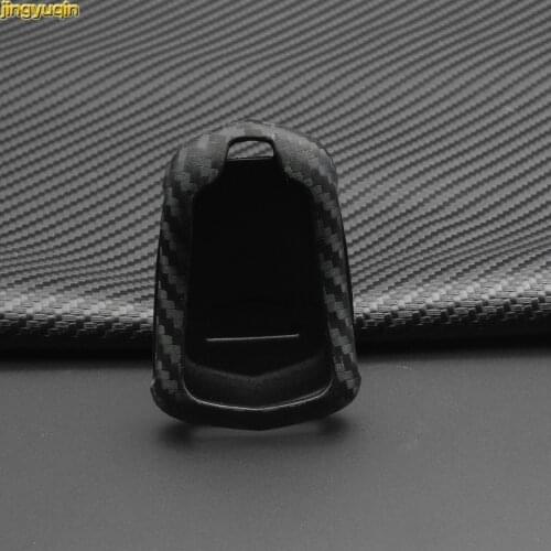 Jingyuqin Remote Carbon Fiber Soft Silicone Key Case For Cadillac ATS CT6 CTS DTS XT5 Escalade ESV SRX STS XTS ELR 2014-2016