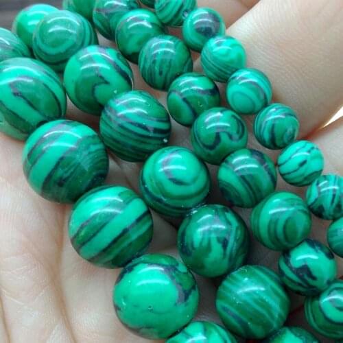 Stone Round Beads Synthetic Green Malachite Round Loose Bead 4 MM 6 MM 8 MM 10 MM 12 MM DIY Jewelry Making