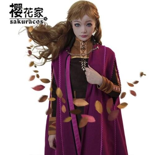 Anna Cosplay Costume Snow Suede Dress+Cloak Princess Dress Halloween Party High Quality Women Outfit Free shipping A
