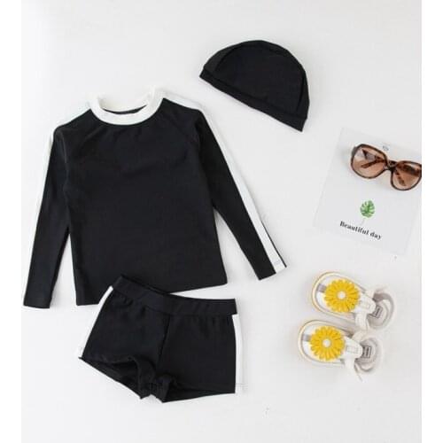 2021 New Arrival Cool Long Sleeves Baby Girl Swimsuit with Cap/Children 3 Pieces Swimming Suit 3357
