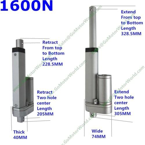 12V 24V 100mm adjustable stroke 1600N 160KG load 160mm/s speed industry linear actuator manufacturer LA10