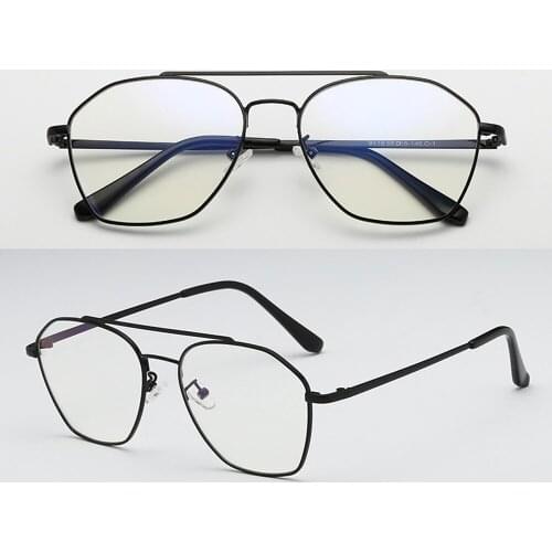Fashion Vintage Ultralight Alloy Polygon Double Bridge Frame Custom Made Myopia Glasses -1 to -6 and Reading Glasses 1 to 4