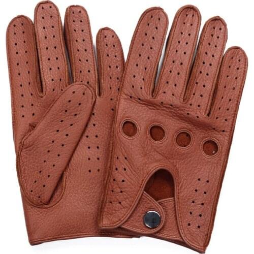 High Quality MenS 2018 New Hot Sale Deerskin Gloves Four Seasons Fashion Driving Genuine Leather Full Finger Gloves Men AM032-5