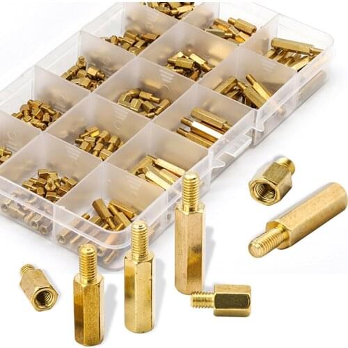 300Pcs/Box M3 Single Head Hexagon Copper Column Screw Set Boxed Single Pass Isolation Column Assortment Kit