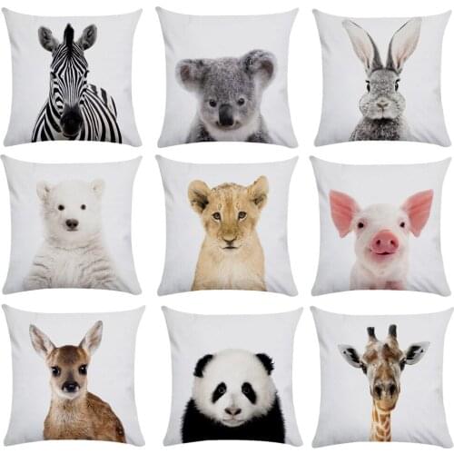 Lovely Animal Panda Giraffe Pillowcase Short Plush Cushion Pillow Case Home Decor Picture Cushion Cover For Home Sofa Decor 45cm