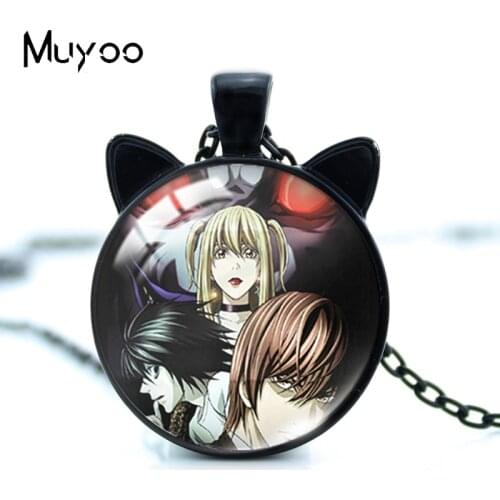 2021 New Arrival Anime Death Note Characters Handcraft Glass Dome Round Cat Pendant Necklaces