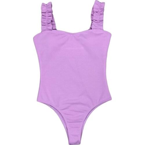 Quanss Solid Color Swimwear Women 2021 One Piece Swimsuit Beach Wear Bodysuit Swimming Bathing Suit Laides Monikini Bikinis
