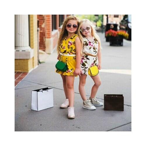 1-6T Summer Kids Girls Floral Print Romper Playsuit Jumpsuit Off Shoulder Outfits Clothes