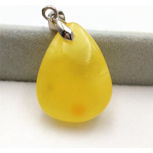 Genuine Natural Amber Yellow Gemstone Pendant 23x19x7mm Water Drop Fashion ewelry Reiki Stone AAAAAA
