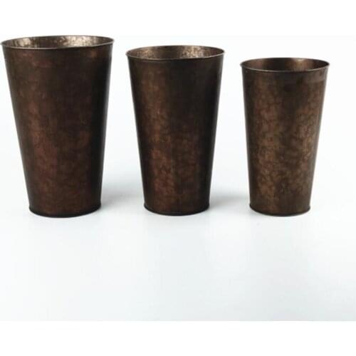 3pcs Flower Bucket Retro Iron Bucket Flower Pot Vase Decoration Ornaments Vintage Pot Bucket for Home Garden Decor