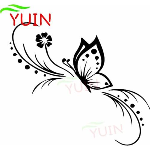 Floral Butterfly Flower Car Applique Fashion Rear Windshield Decoration PVC Waterproof Sunscreen Sticker Color Can Be Customized