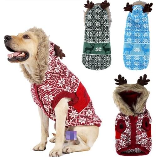 Dogs Sweater Winter Thick Warm Clothes Knitwear Pet Costume Christmas Deer Coats Classic Cats Dogs Reindeer Snowflake Clothes