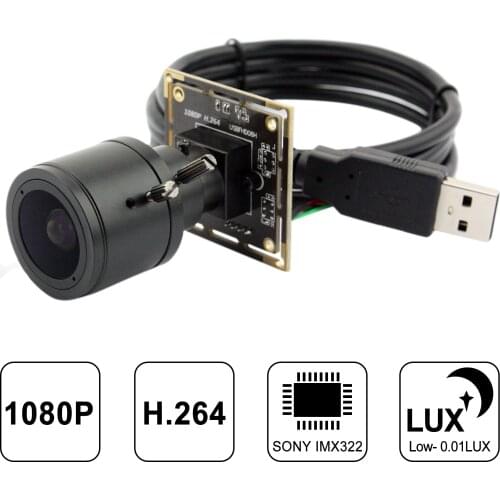 2MP Sony IMX322 Webcam Manual Focus UVC OTG USB Camera Module with 2.8-12mm varifocal lens for Android Linux Windows Mac