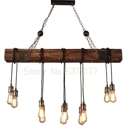 Vintage Wood Industrial Pendant Light Hanging Lamp Light Rustic Indoor Lighting Fixture Restaurant Bar Home Decoration