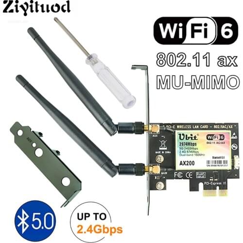 Bluetooth 5.0 | 2.4Gbps Pcie Wifi Card Ubit Gigabit Dual Band Network Card Wifi 6 AX200 Wireless Adapter For Pc Desktop Windows