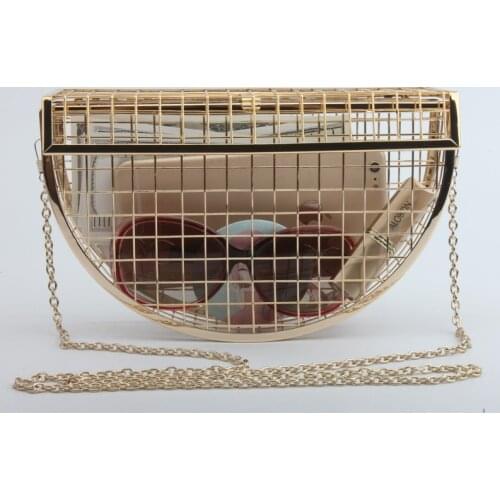 Hollow Metal Cages Women Party Clutch Evening Shoulder Bag Ladies Handbag Messenger Bags Purse Unique Fashion Design