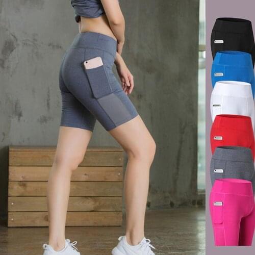 Women Solid Color Leggings S-lim Fit Workout Gym Half Trousers Pants Yoga Short Leggings For Ladies Gym Sport Shorts