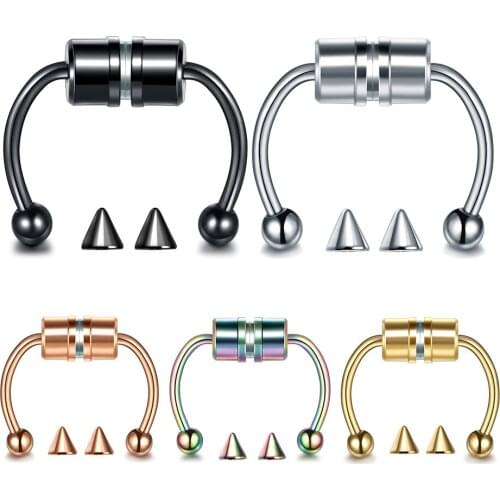 1Pc Stainless Steel Magnet Fake Nose Ring Hoop Nose Septum Rings U Shaped Fake Piercing Women Men Punk Rings Sexy Body Jewelry