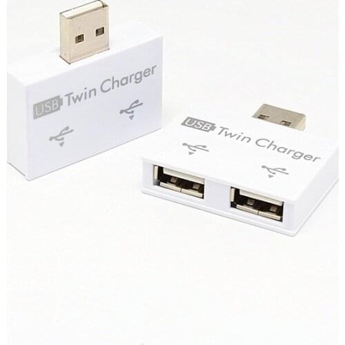 1PC Practical Portable Computer Phone ABS Mini Adapter 2 Port USB Hub Splitter Charger Extender for Phone Tablet Computer