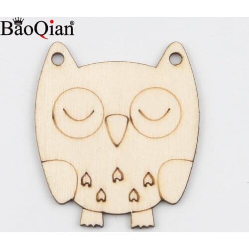10pcs 44x50mm Owl Wood DIY Crafts Scrapbookings For Wooden Ornaments DIY Home Decor Accessories Embellishment