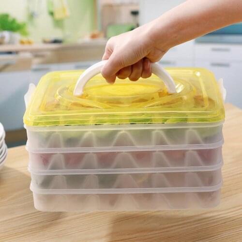 25 Square Convenient Handle Refrigerator Pp Storage Box Frozen Dumplings Non-stick Food Convenient Crisper