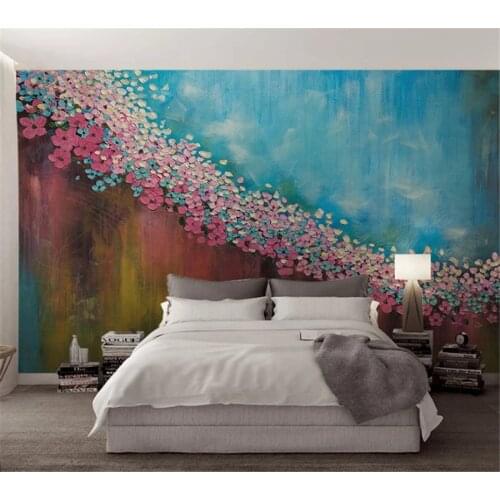 Beibehang Custom wallpaper 3d creative oil painting floral texture retro sofa background wall living room bedroom 3d wallpaper