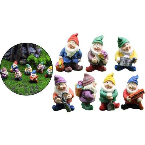 7pcs Funny Garden Gnome Resin Ornaments Crafts Micro Landscape Moss Bonsai Decoration Home Decoration Ornaments
