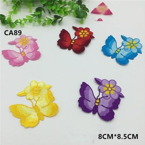 8*8.5cm Fashion Embroidered Butterfly flower patch sewing applique T-shirt shirt Cowboy dress Hats clothing Accessories CA89