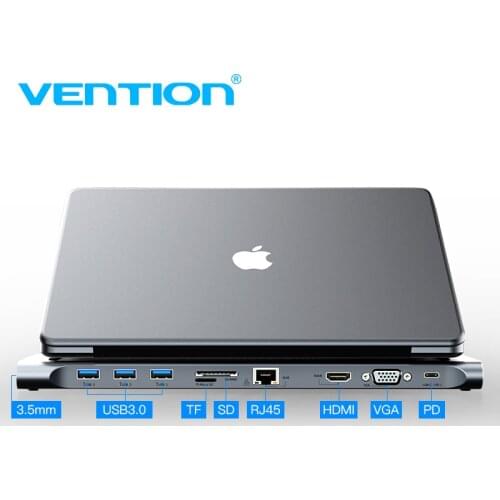 Vention USB C Adapter for Macbook Type C to HDMI Converter USB-C 3.0 HUB SD/TF Card Reader PD RJ45 Thunderbolt 3 Adapter