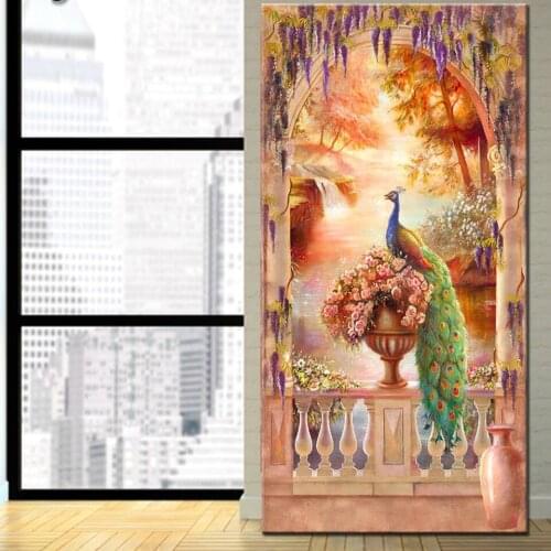 Full drill large size 5d diy diamond painting peacocks picture mosaic embroidery kit Corridor aisle decorative art YG2534