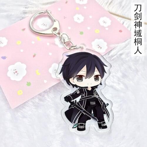 Anime Sword Art Online Keychain Cartoon Figure Asuna Krito Acrylic Pendant Keyring