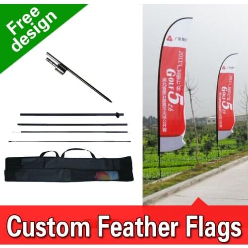 Free Design Free Shipping Double Sided In-ground Spike Feather Competitive Advertising Wind Sails Wing Banners Blade Flags