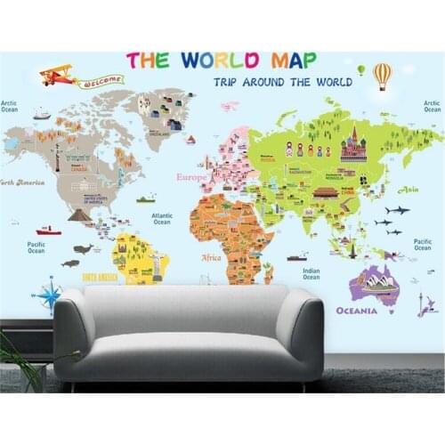 Beibehang Custom Large Photo Mural Wallpaper Cartoon World Map Sofa Background Wall wallpaper for walls 3 d 3d wallpaper