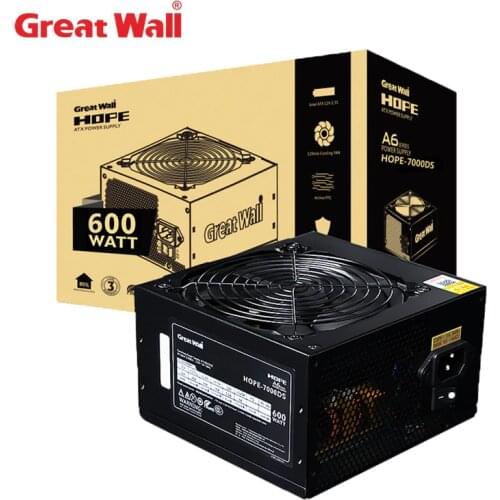 Great Wall 80Plus Bronze PC Power Supply Non-Modular Rated Power 600W 12V ATX PSU Active PFC 120mm Fan PWM