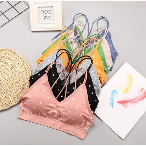 Women Polka Dot Bras Tube Tops Cotton Wrapped Chest Cross Beauty Back Girls Bra Lingeries