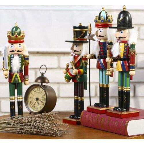 Wooden Nutcracker Soldier Figurines Ornaments 30CM Nutcracker Puppet Desktop Crafts Kids Gifts Christmas Decorations for Home