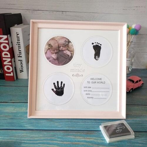 DIY Newborn Baby Souvenirs Handprint Footprint Markers Non-toxic Kit Parent-child Hand Ink Pad Photo Frame Kids Baby Memory Gift