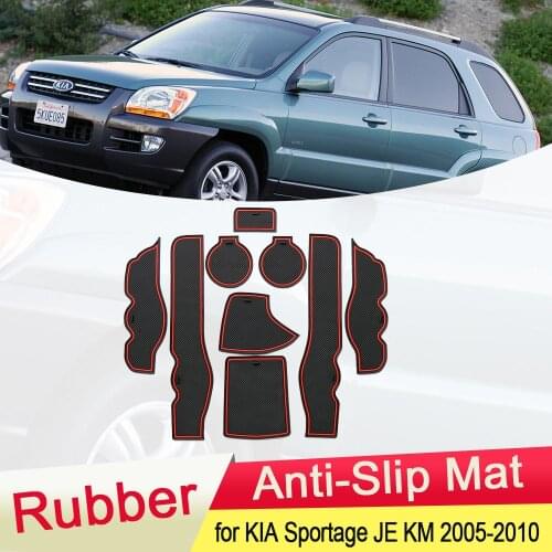 For KIA Sportage JE KM 2005 2006 2007 2008 2009 2010 Rubber Anti-slip Mat Door Groove Cup pad Gate slot Coaster Car Accessories