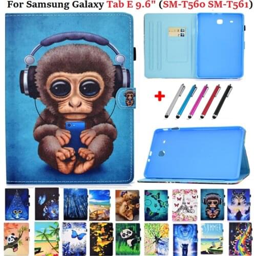 For Samsung Galaxy Tab E 9.6 inch SM T560 Case Monkey Cat Painted Tablet for Funda Samsung Galaxy Tab E T561 Cover Kids SM-T560