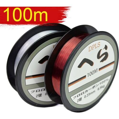 100M Fluorocarbon Fishing Line red/clear two colors 3.5LB-40.5LB Carbon Fiber Leader Line fly fishing line pesca tools Accessory