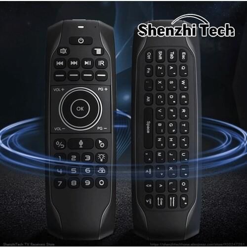 G7-V-PRO Air Mouse Learning Remote Control Duplicator with Keyboard Light Google Assistant Voice IR USB Universal for Smart TV